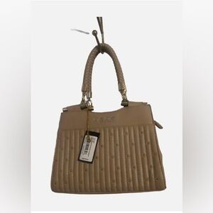 Bebe NWT Aliah Stud Micro Shopper Crossbody Beige